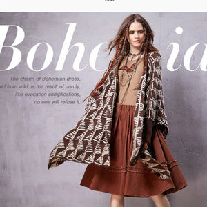NWT ARTKA Brown Chunky Poncho Cardigan Kimono XS S